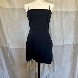 Rhinestone Fringe little black dress